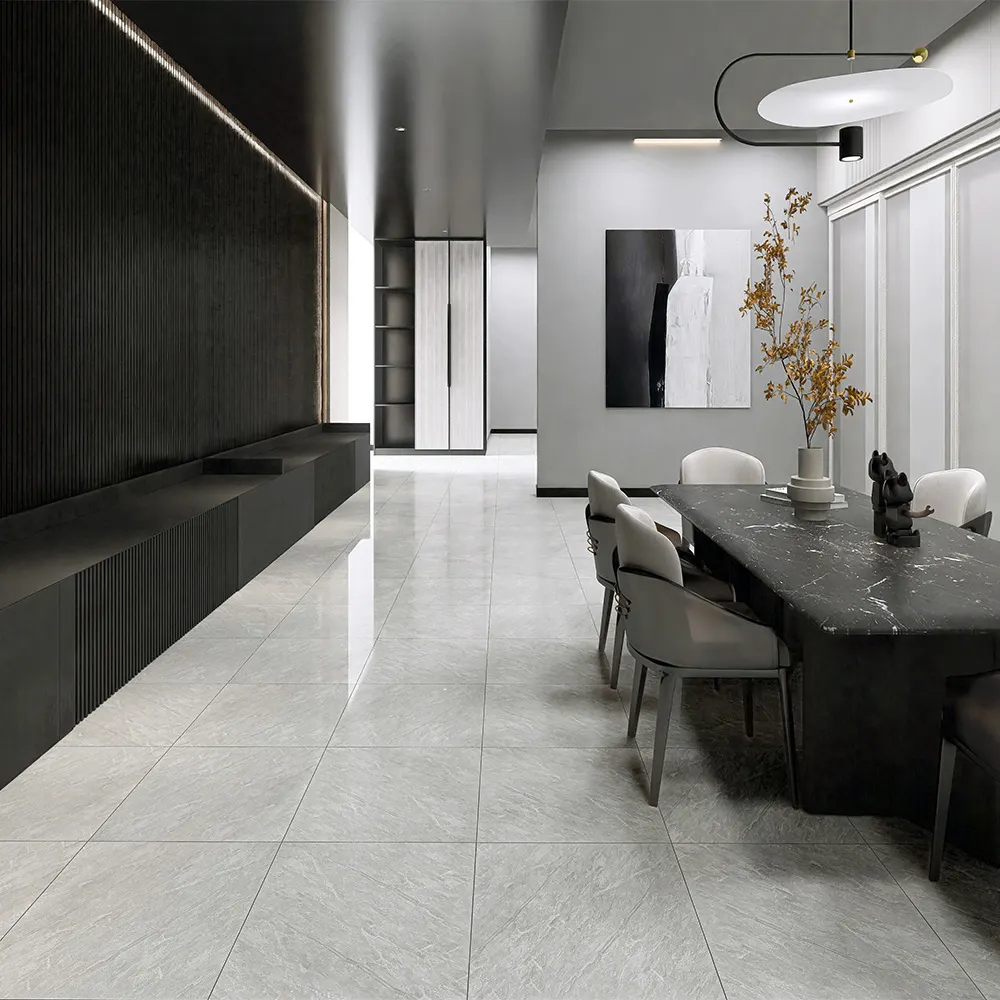 Marble-Look Gray Polished Porcelain Wall And Floor Tile 600x600mm
