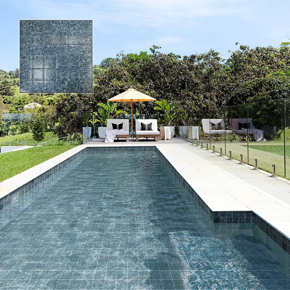 Non-Slip Stone-Look Porcelain Swimming Pool Tile 150x150mm