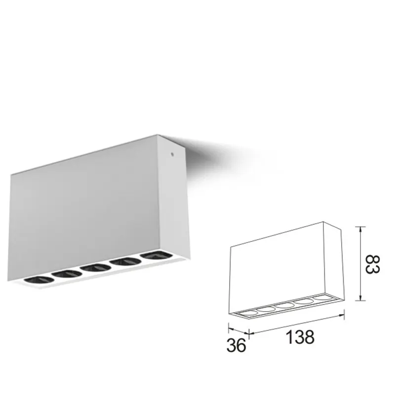 Dimmable Surface-Mounted Aluminum LED Grille Spotlight