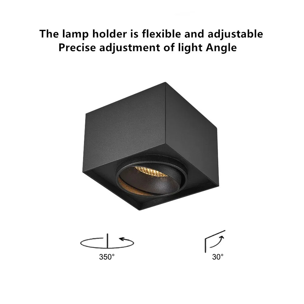 Adjustable Surface-Mounted Square LED Downlight 7-12W