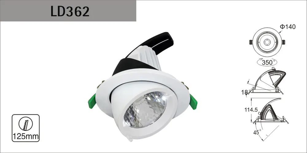 Zoomable Recessed Aluminum LED Downlight