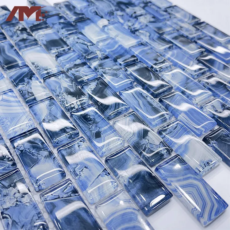Blue Glossy Glass Mosaic Tile 320x297x5mm