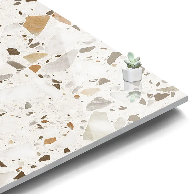 Terrazzo-Look Polished Porcelain Floor Tile 600x600mm