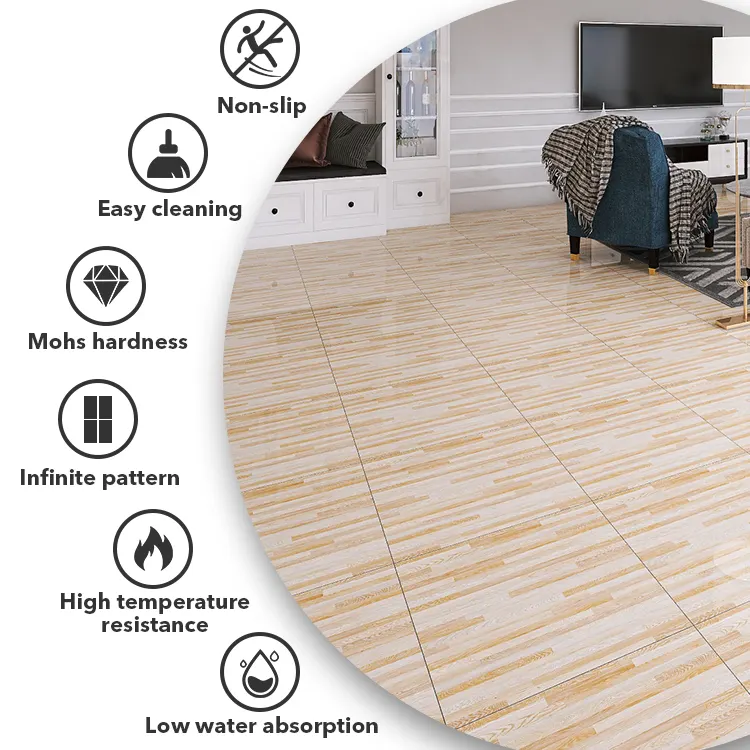 Wood-Look Blue Porcelain Floor Tile 600x600mm