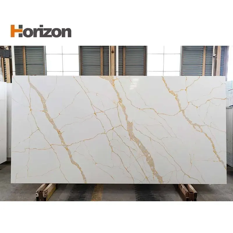 Calacatta Yellow Engineered Quartz Slab 3200x1600mm product sample