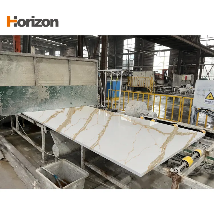 White/Gold Engineered Quartz Slab 3200x1600mm