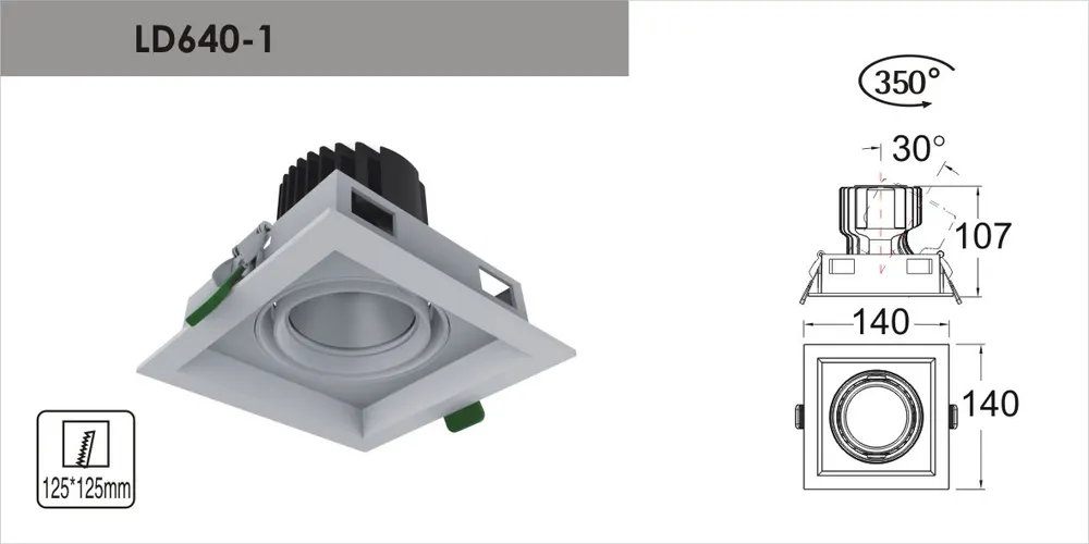 Anti-Glare Dimmable Recessed Square LED Downlight White 28/32W