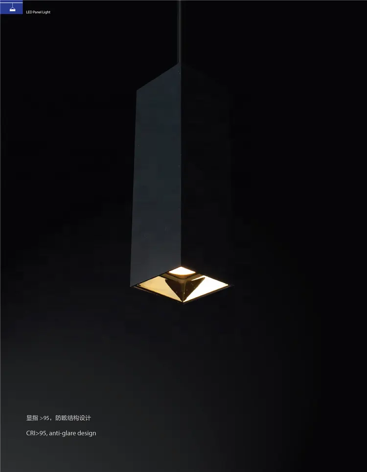 Aluminum LED Pendant Light 55x55x245mm Gray/Black 25W