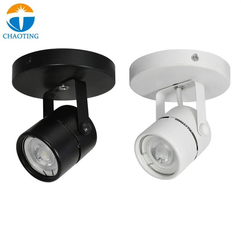Adjustable Surface-Mounted Aluminum Track Spotlight Housing Black/White GU10/MR16