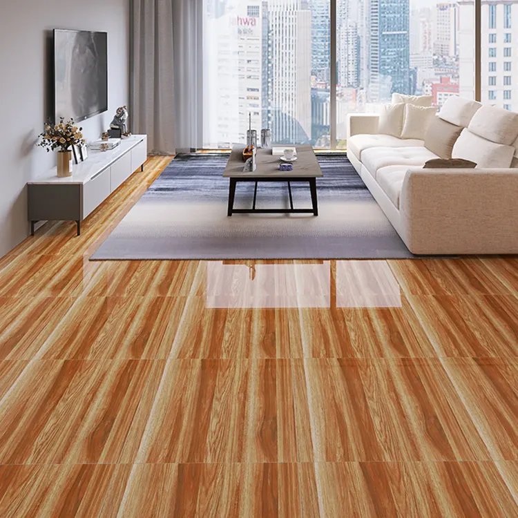 Non-Slip Wood-Look Polished Porcelain Floor Tile 600x600mm