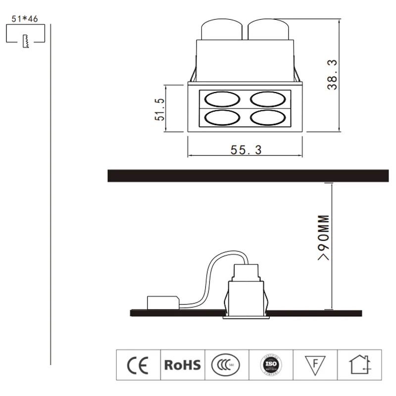 Anti-Glare Aluminum LED Downlight 8W