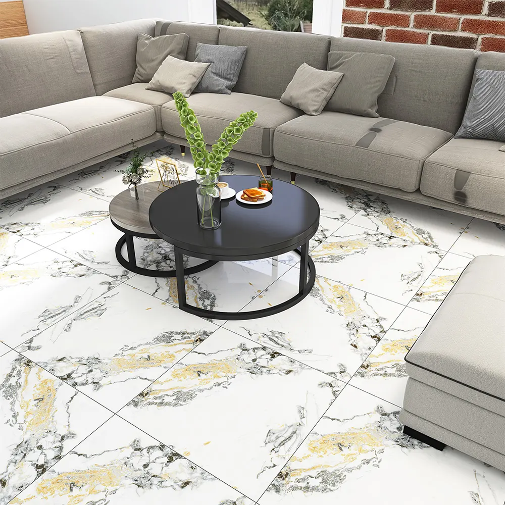 Non-Slip Marble-Look Polished Porcelain Wall And Floor Tile 60x60cm
