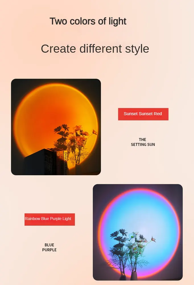 Rechargeable Aluminum LED Sunset Projection Lamp
