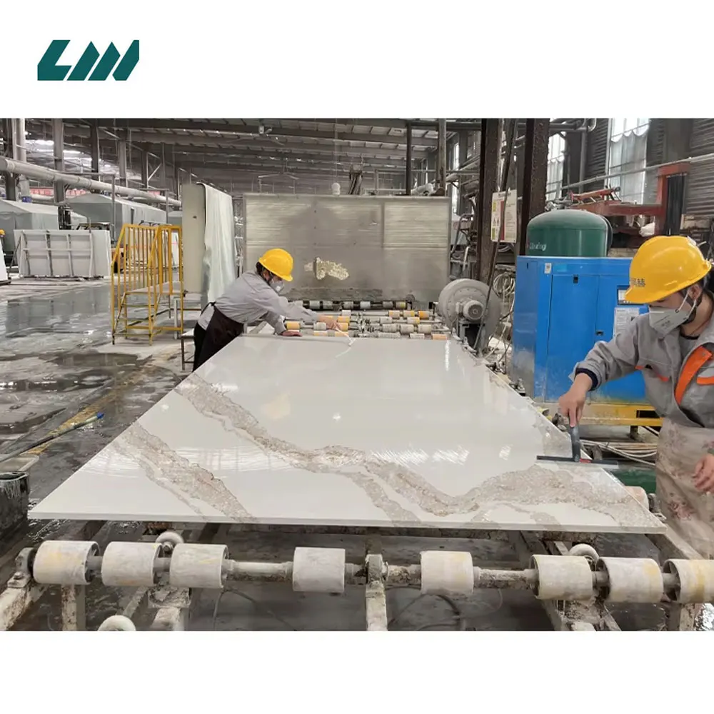 White/Brown Engineered Quartz Slab 3200x1600mm