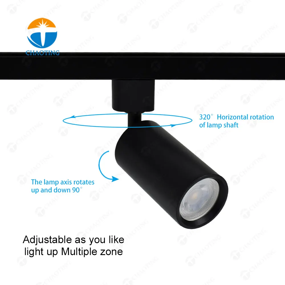 Aluminum Track Spotlight Housing MR16/GU10 for 2/3/4-Wire Track