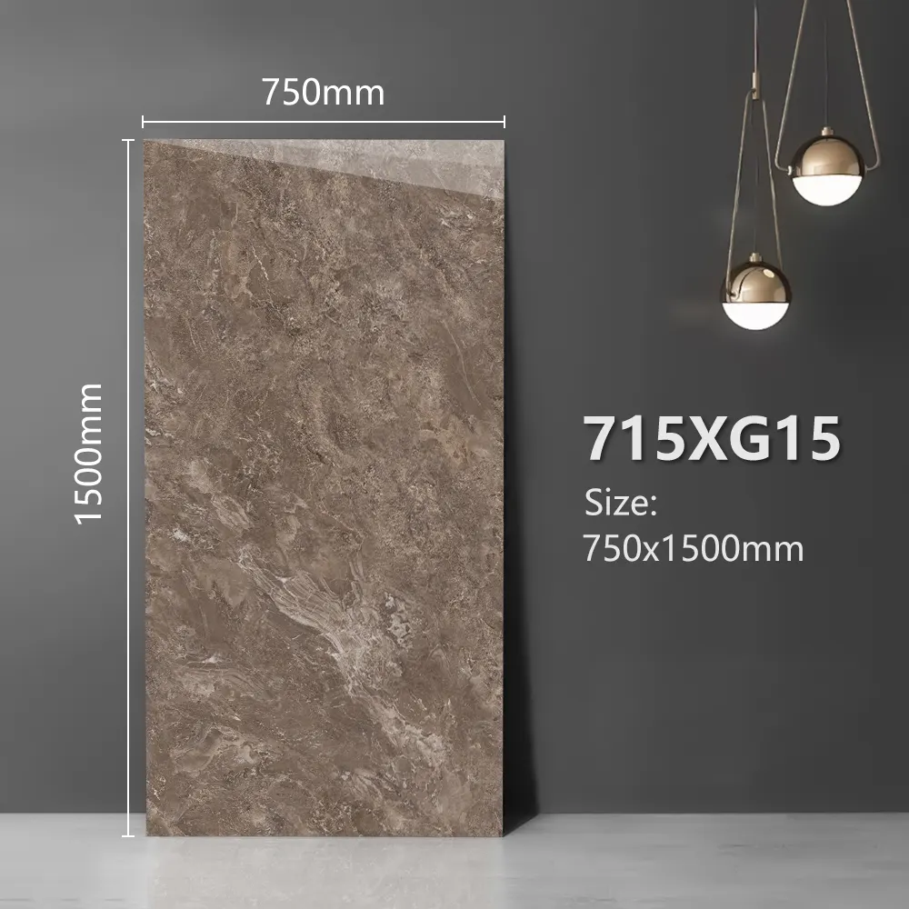 Stone-Look Polished Porcelain Floor Tile 750x1500mm