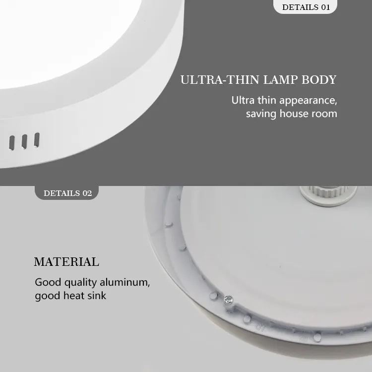 Slim Surface-Mounted Round LED Panel Light 12-24W