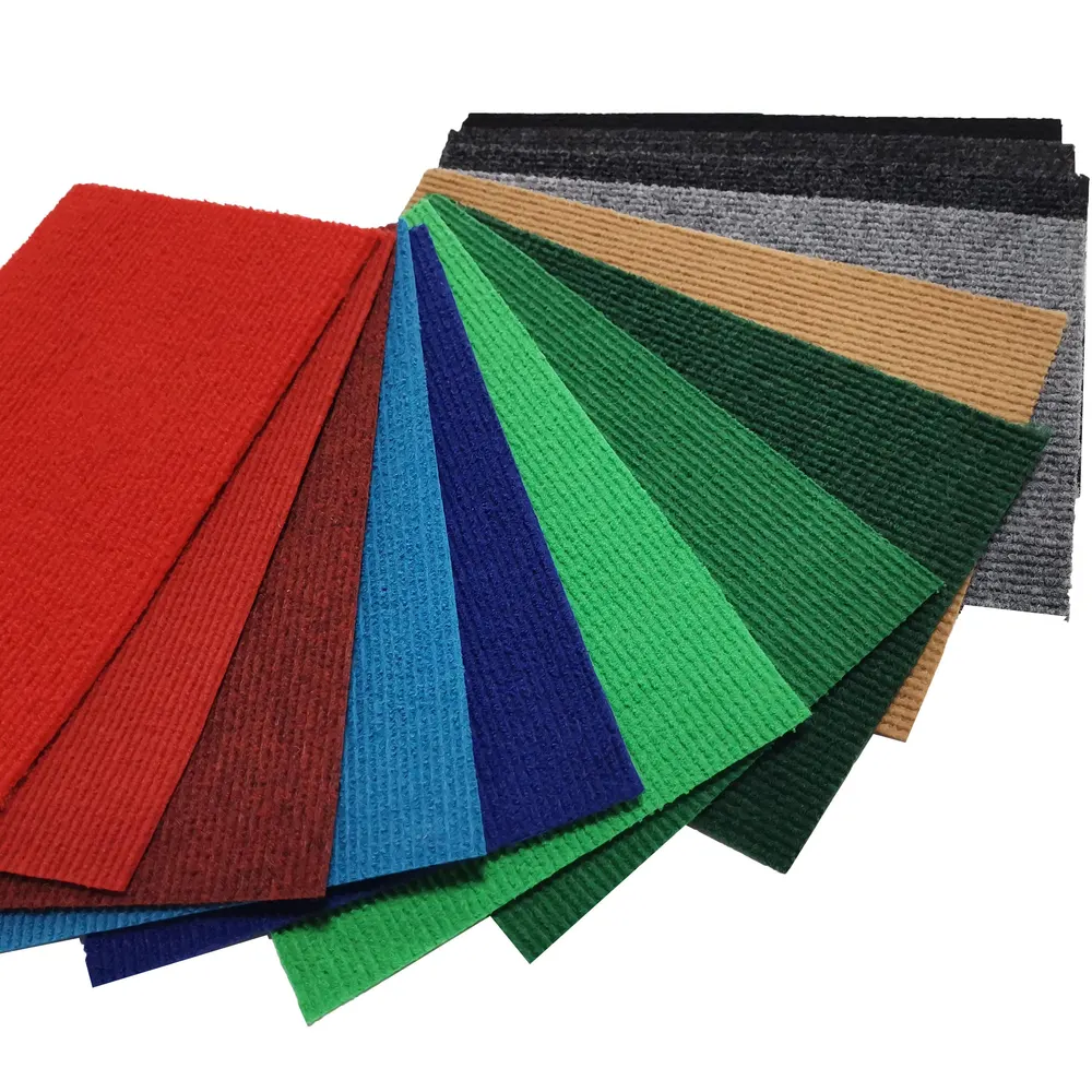 Nonwoven Needle-Punched Ribbed Red Exhibition And Event Carpet