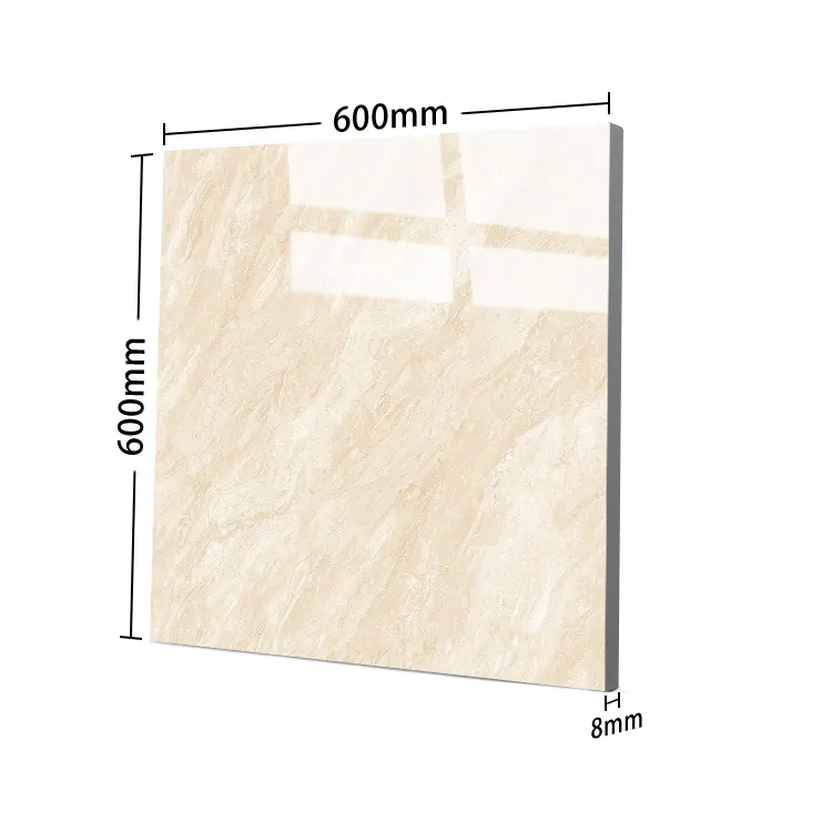 Non-Slip Marble-Look Glazed Porcelain Wall And Floor Tile 600x600mm