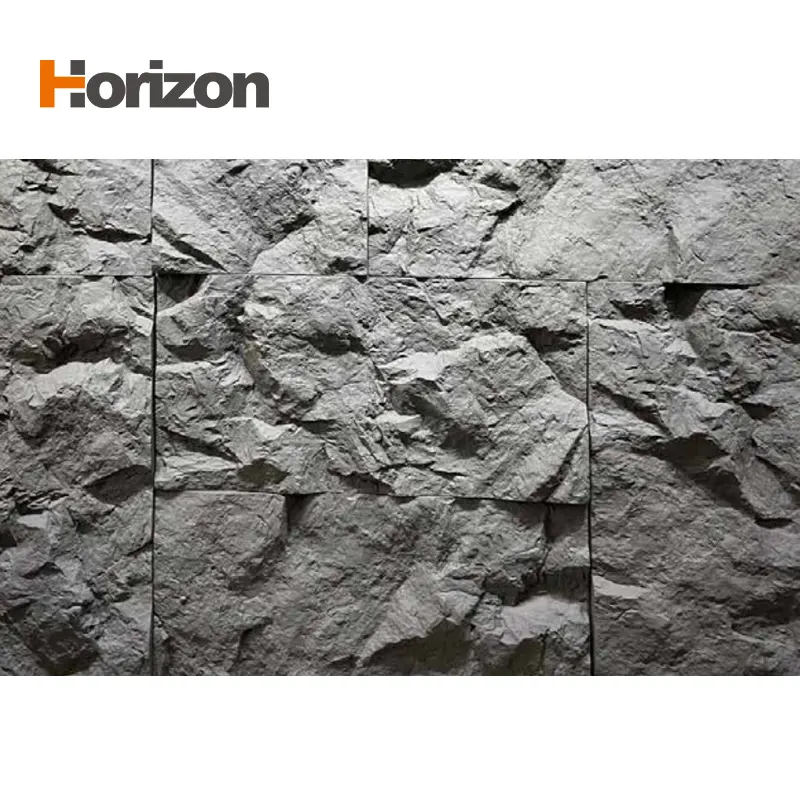 Gray 3D-Textured Mushroom-Texture PU Stone-Look Wall Panel
