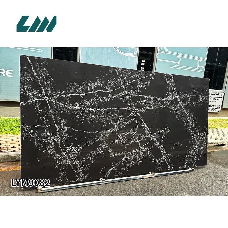Black Engineered Quartz Slab 3200x1600mm