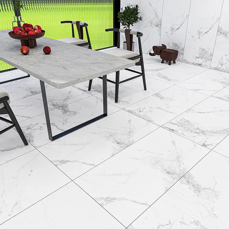 Non-Slip Carrara White Matte Ceramic Outdoor Tile 600x1200mm