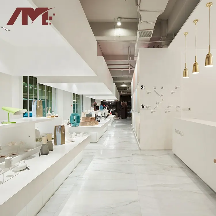 Marble-Look White Glazed Porcelain Floor Tile 1000x1000mm