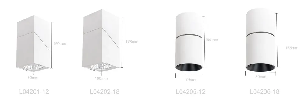 Adjustable Surface-Mounted Round LED Downlight Black/White 10-18W