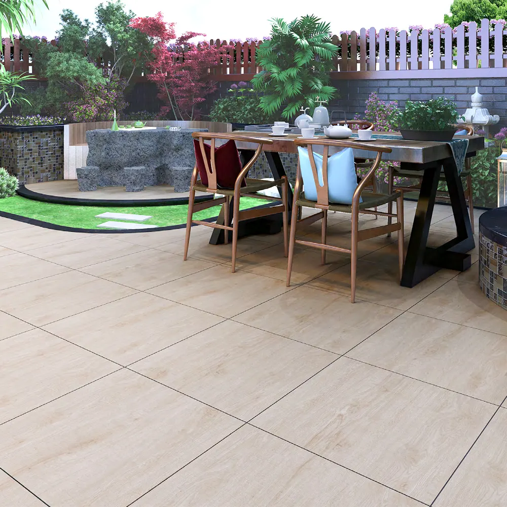 Non-Slip Wood-Look Matte Porcelain Outdoor Tile 600x600mm