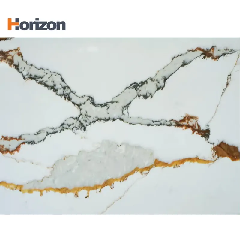 White/Blue/Gold Engineered Quartz Slab 3200x1600mm