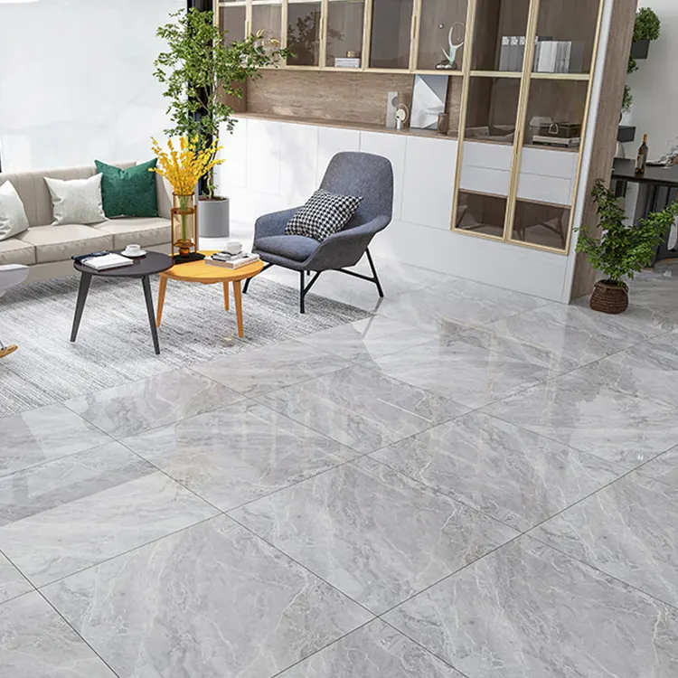 Marble-Look Gray Porcelain Floor Tile 600x600mm