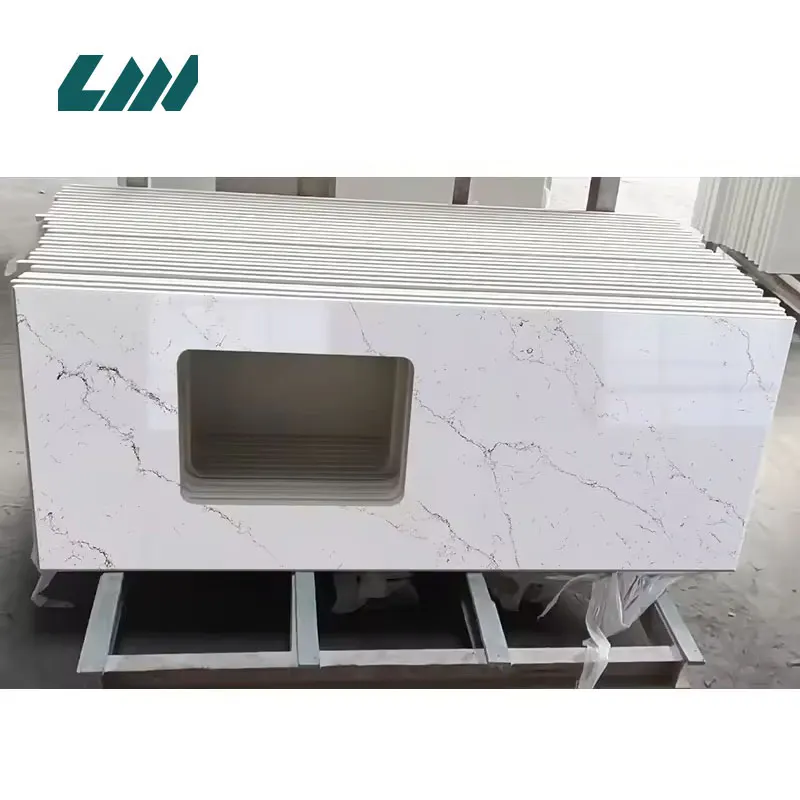 Silica-Free Calacatta White Engineered Quartz Slab 3200x1600mm