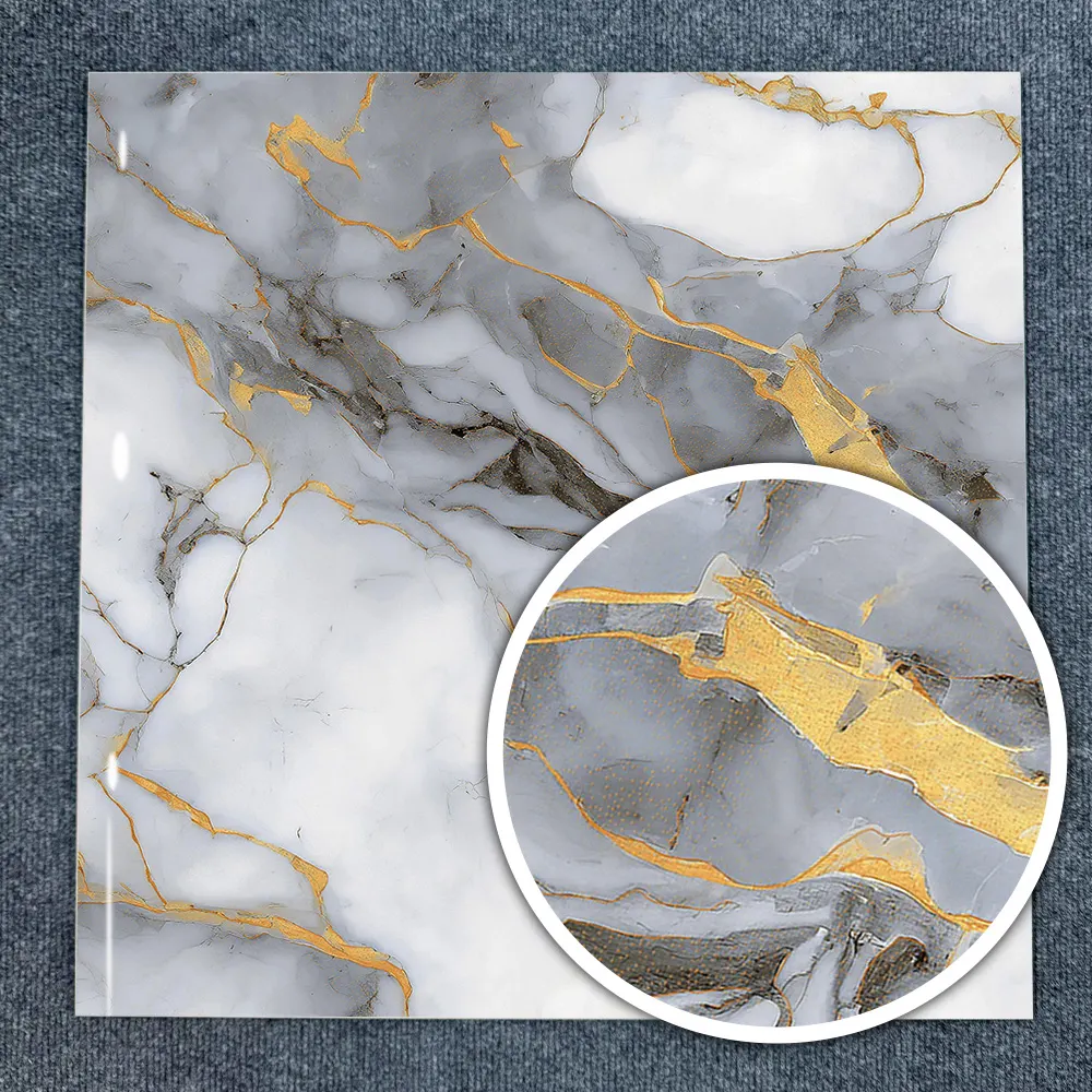 Gold Marble-Look Porcelain Floor Tile 600x600mm