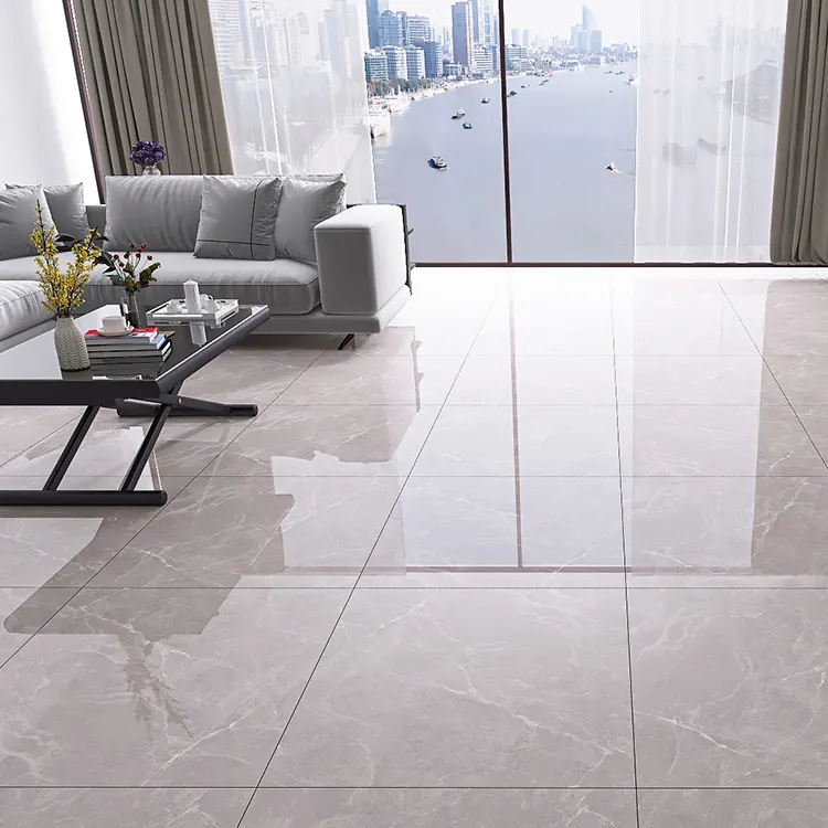 Marble-Look Glossy Porcelain Wall And Floor Tile 800x800mm