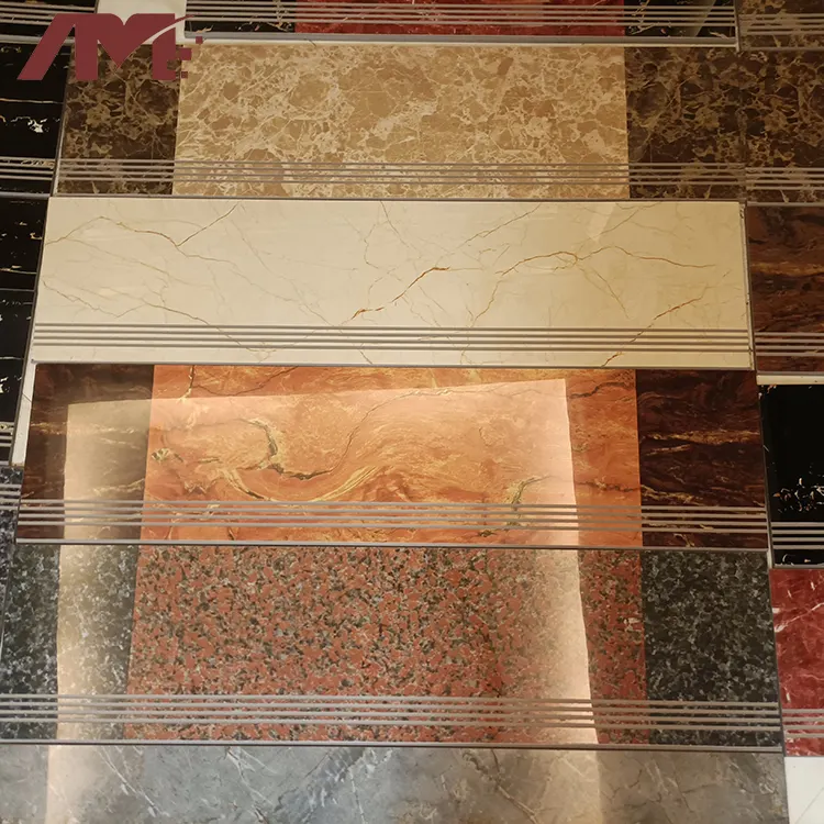 Marble-Look Glazed Porcelain Stair Tread Tile 470x1200mm