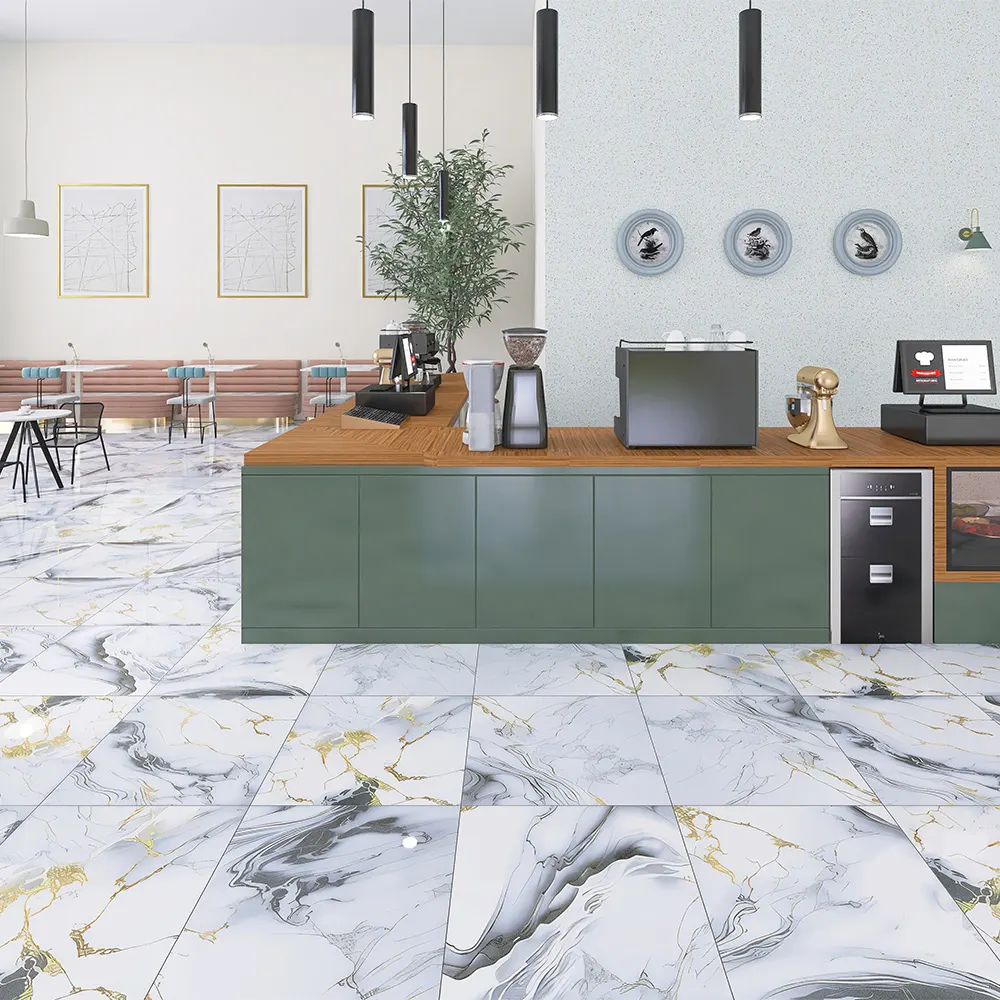 Stone-Look Polished Porcelain Floor Tile 600x600mm