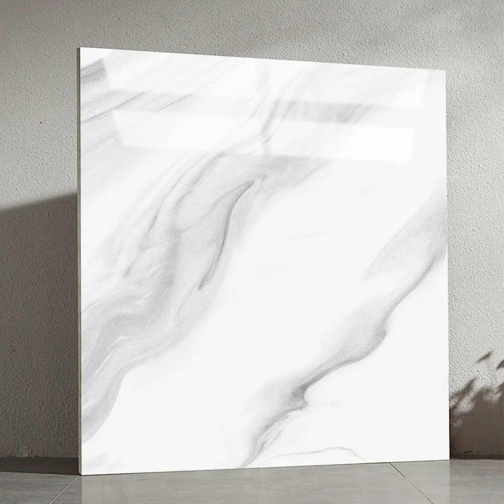 Non-Slip Stone-Look White Polished Porcelain Wall Tile 600x600mm product sample