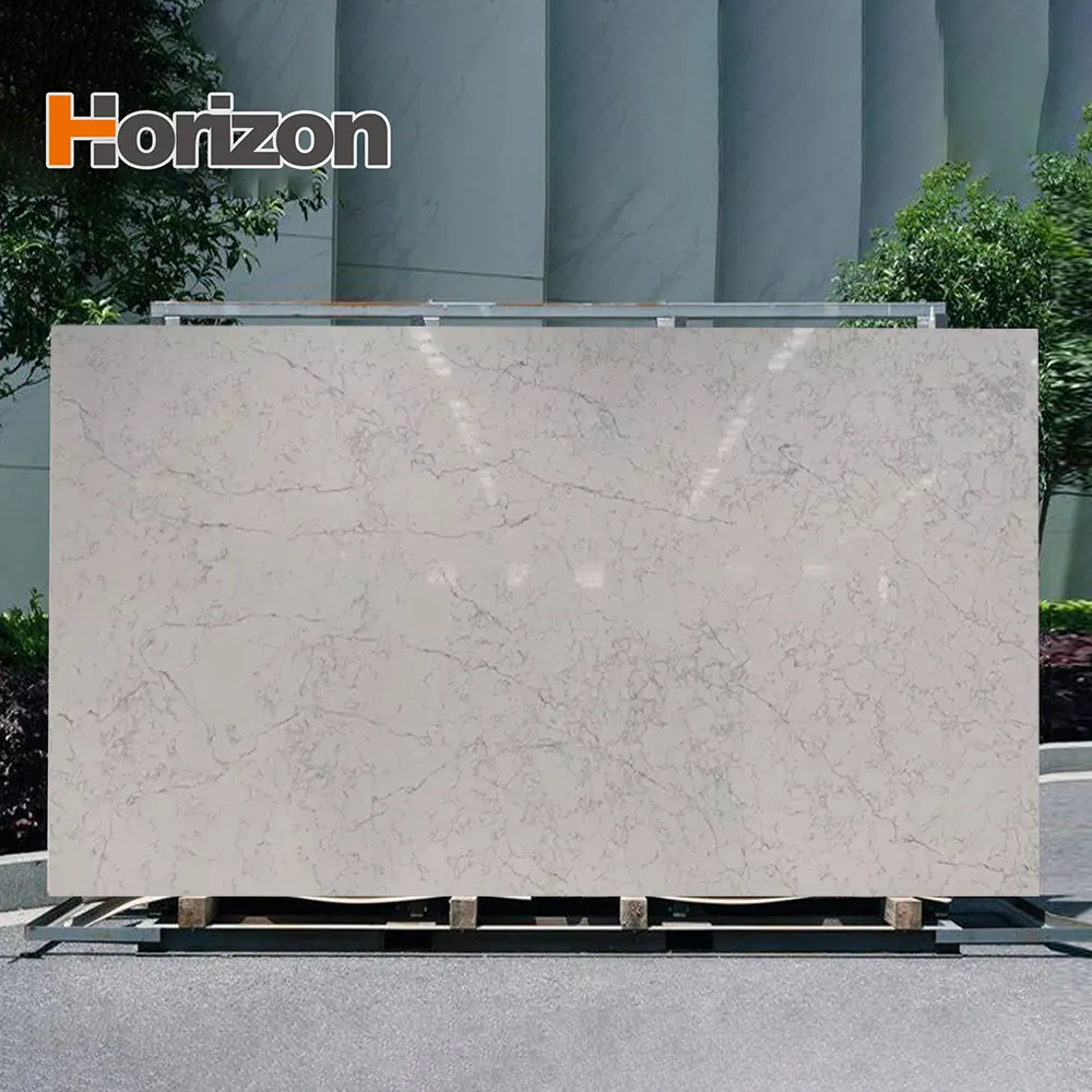Carrara Gray Polished Engineered Quartz Slab 3200x1600mm product sample