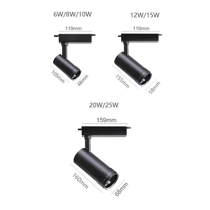 Adjustable Zoomable Aluminum LED Track Spotlight