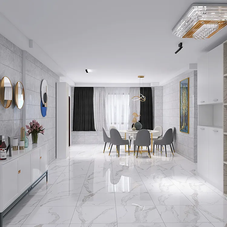 Carrara White Porcelain Floor Tile 600x600mm