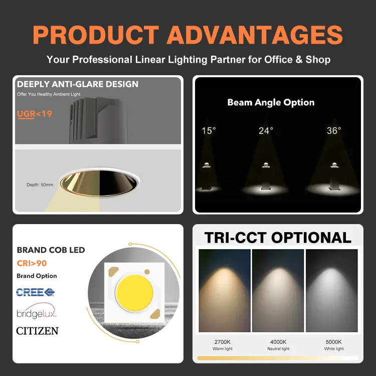 Smart Recessed Round COB LED Downlight 8/12W IP20 product sample