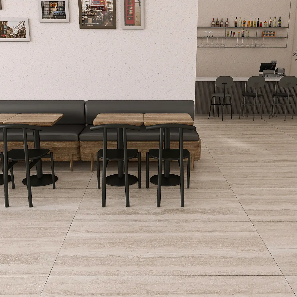 Non-Slip Stone-Look Polished Porcelain Floor Tile 750x1500mm