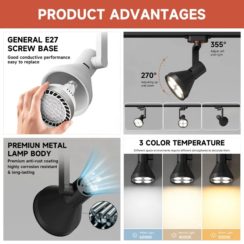 LED Track Spotlight Black/White 25-60W