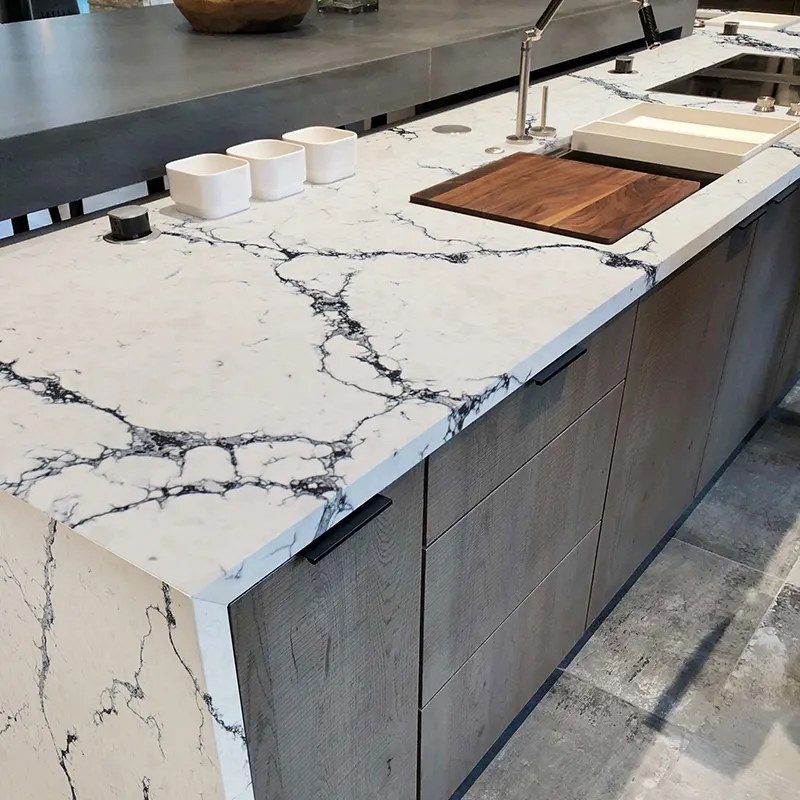 Calacatta White Polished Engineered Quartz Slab 3200x1600mm