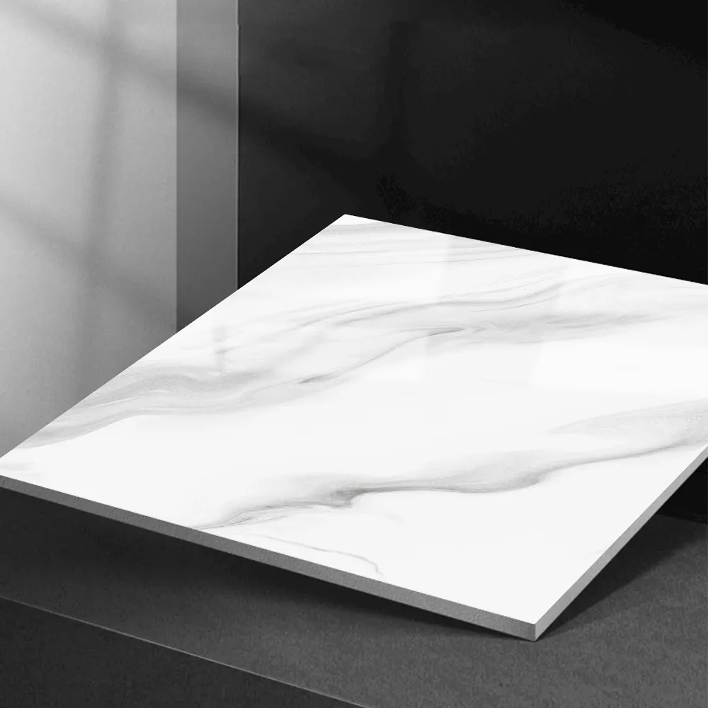 Non-Slip Stone-Look White Polished Porcelain Wall Tile 600x600mm