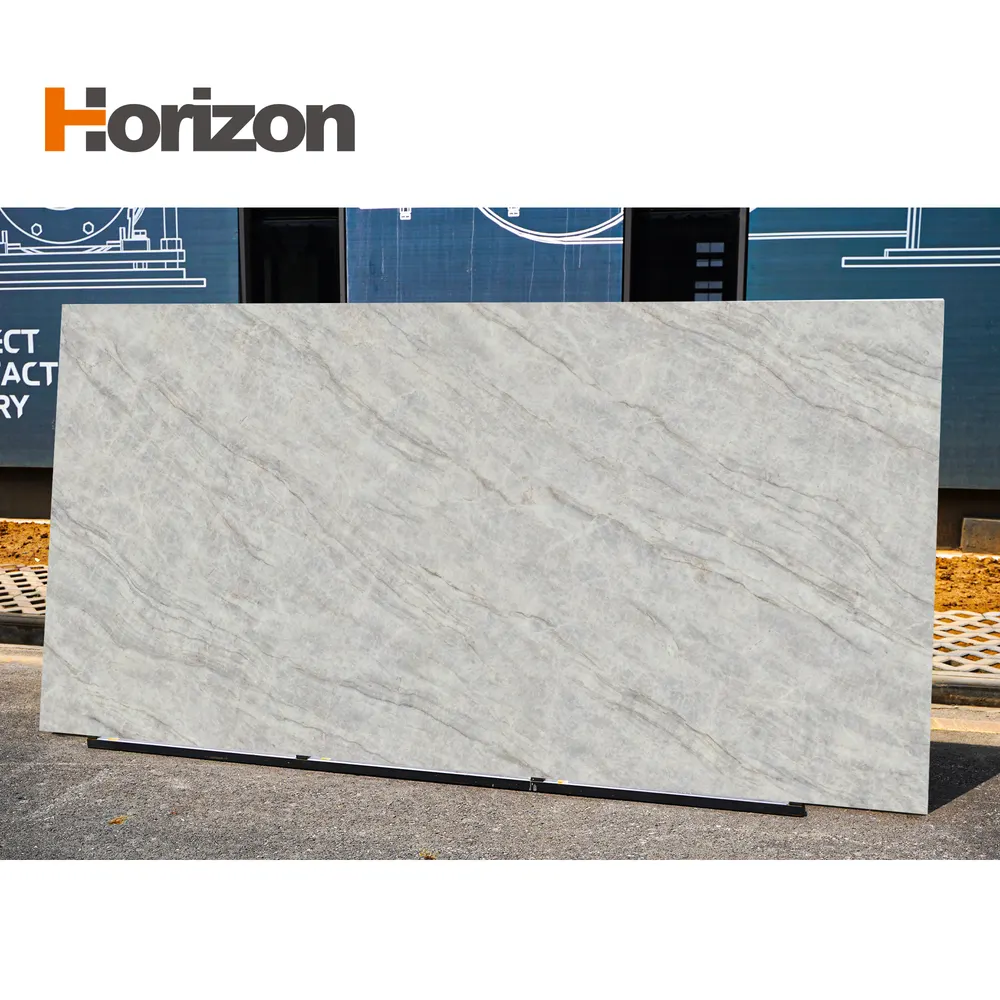 3D-Printed Marble-Look White Engineered Quartz Slab