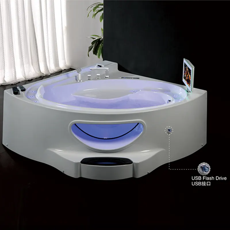 Acrylic Square Whirlpool Massage Bathtub 1.9m