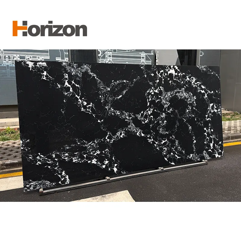 Black Engineered Quartz Slab 3200x1600mm