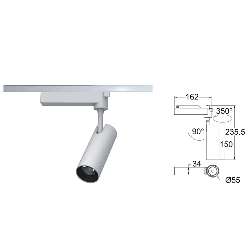 Rotatable Aluminum COB LED Track Spotlight 2/20W