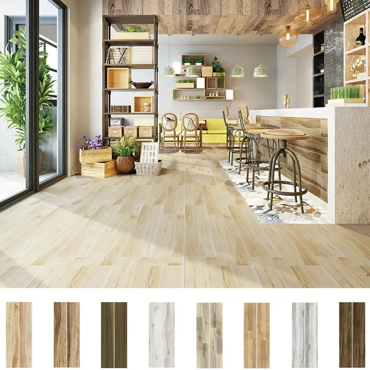 Wood-Look Polished Porcelain Floor Tile 200x1000mm